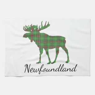 Cute Tartan moose Newfoundland  tea towel