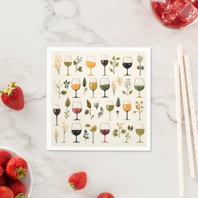 Cute tasses à vin serviettes en papier (En situation)