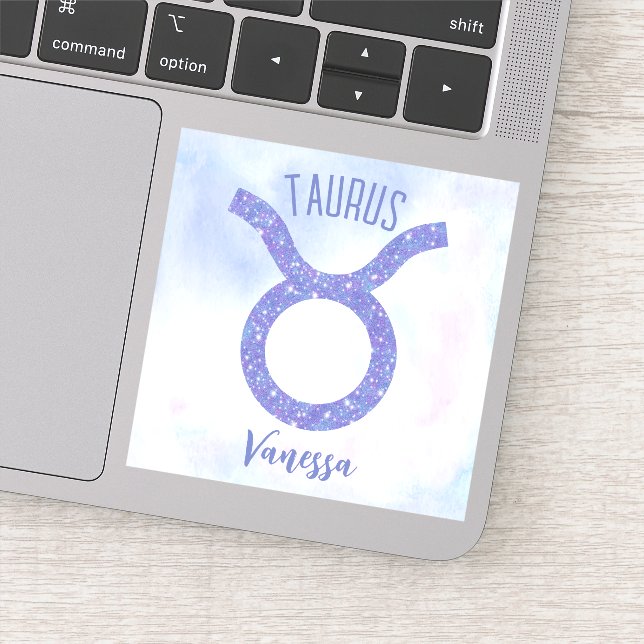 Cute Taurus Astrology Sign Personalized Laptop (Detail)