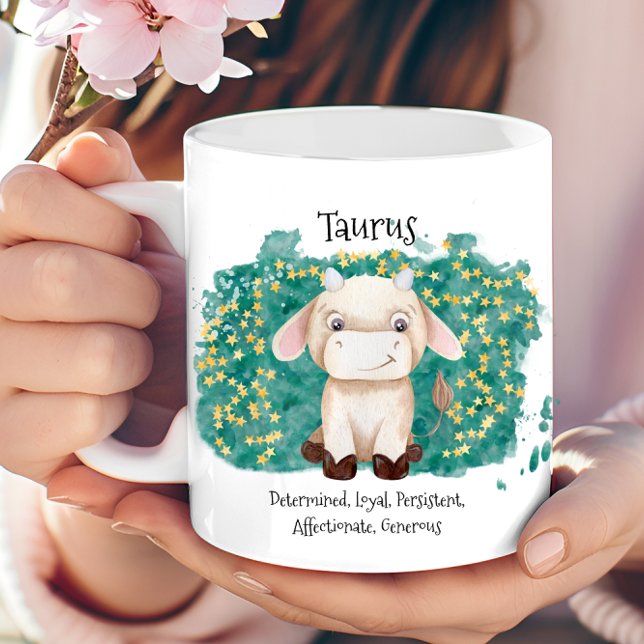 Cute Taurus Bull Watercolor Zodiac Monogram Coffee Mug (Cute Taurus Bull Watercolor Zodiac Monogram Coffee Mug)