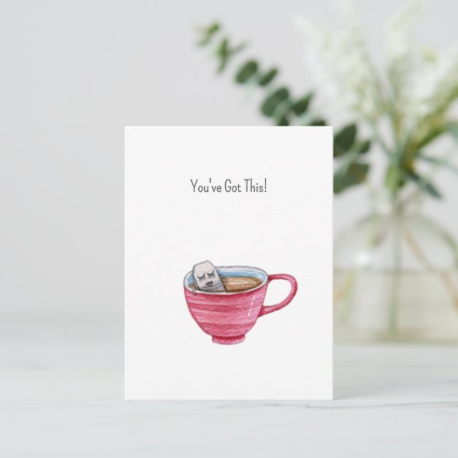 Cute Tea Bag Illustration Cup of Tea Support Card (Standing Front)