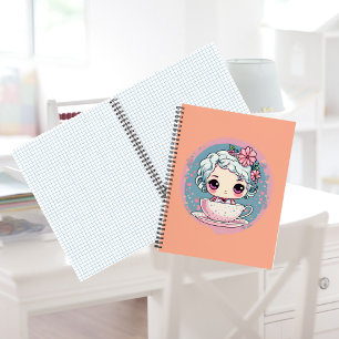 Cute Tea Cup Doll Spiral Notebook