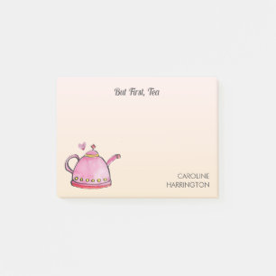 Cute Tea Lover Inspirational Cozy Office Peach Post-it Notes