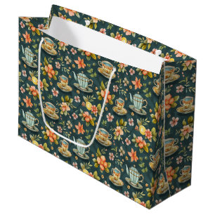 Cute tea lovers tiled party  large gift bag