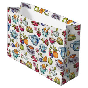 Cute tea lovers tiled party  large gift bag