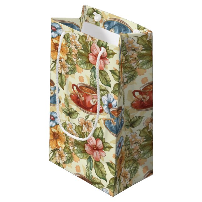 Cute tea lovers tiled party  small gift bag (Front Angled)