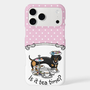 Cute Tea Party Dachshund Dog (black & tan) Funny