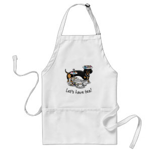 Cute Tea Party Dachshund Dog (black & tan) Funny Standard Apron
