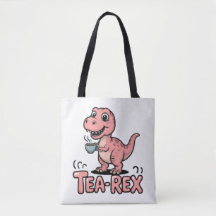 Cute Tea-Rex Pink Dinosaur – Sip Happens! Tote Bag