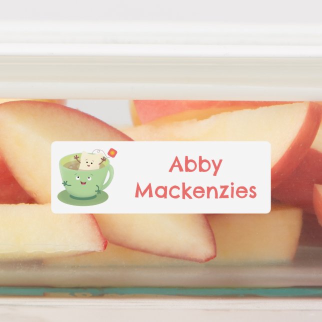 Cute teabag cup cartoon character personalized (Affixed)