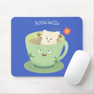 Cute teabag cup cartoon humor character mouse pad