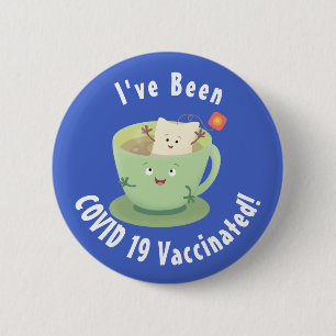 Cute teabag cup cartoon humour character 2 inch round button