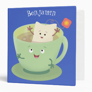 Cute teabag cup cartoon humour character binder