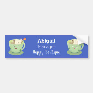 Cute teabag cup cartoon humour character bumper sticker