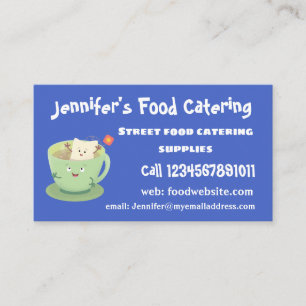 Cute teabag cup cartoon humour character business card