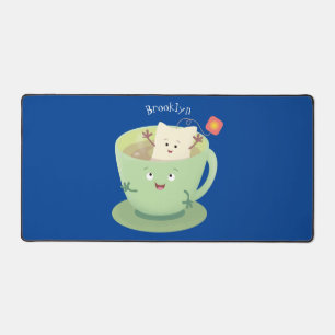 Cute teabag cup cartoon humour character desk mat
