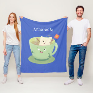 Cute teabag cup cartoon humour character fleece blanket