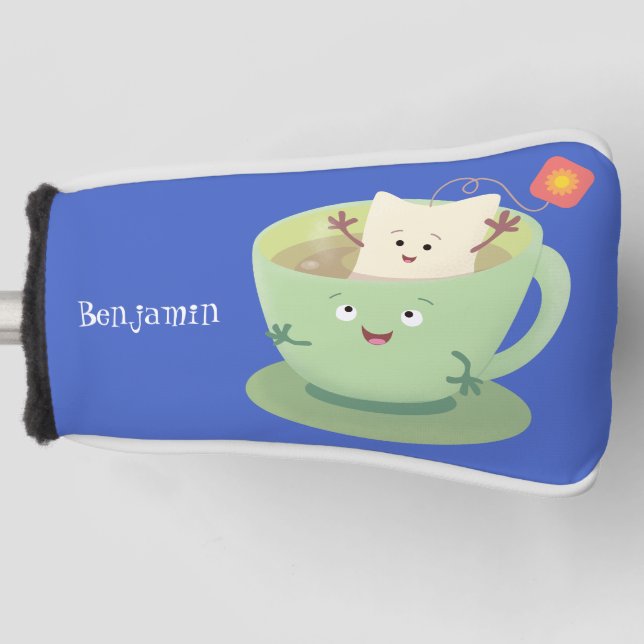 Cute teabag cup cartoon humour character golf head cover (Front)