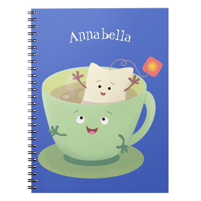 Cute teabag cup cartoon humour character notebook (Front)