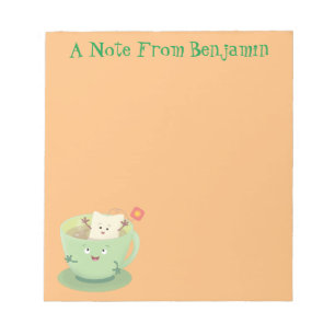 Cute teabag cup cartoon humour character notepad
