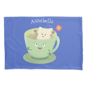 Cute teabag cup cartoon humour character pillowcase