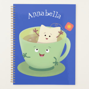 Cute teabag cup cartoon humour character planner