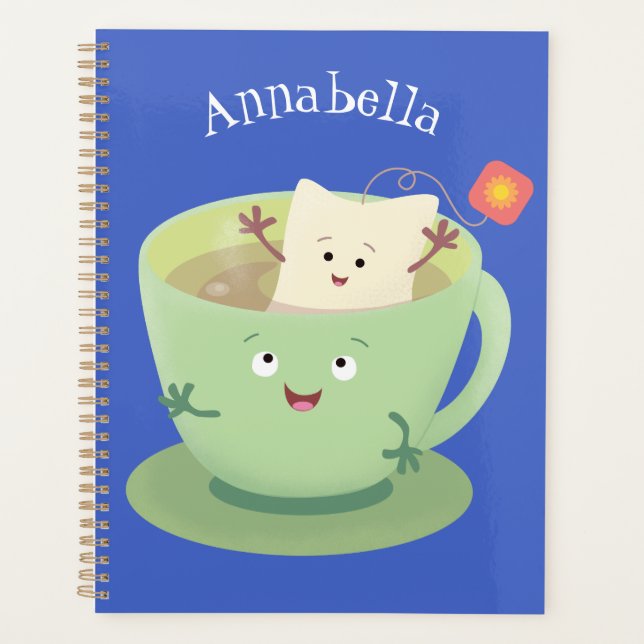 Cute teabag cup cartoon humour character planner (Front)