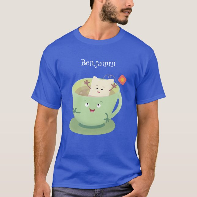 Cute teabag cup cartoon humour character T-Shirt (Front)