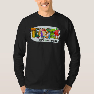 Cute Teach Love And Inspire Graphic Men Women Teac T-Shirt