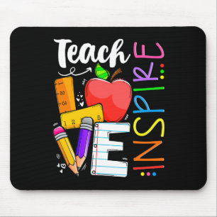 Cute Teach Love And Inspire Men Women Teacher Mouse Pad