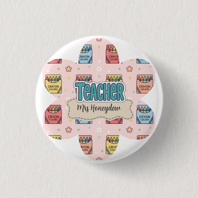  Cute Teacher Appreciation Crayon Pattern  1 Inch Round Button (Front)