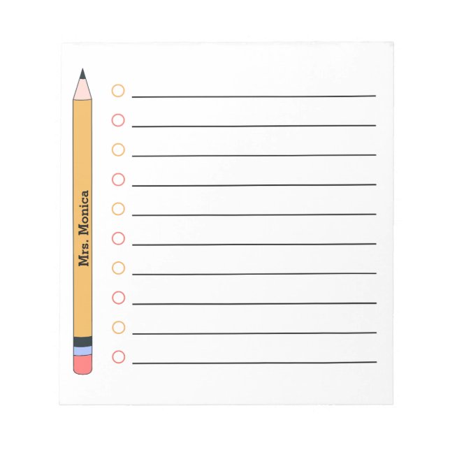 Cute Teacher Appreciation Personalized  Notepad (Front)