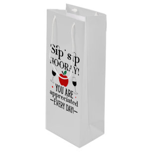 Cute Teacher appreciation word art  Wine Gift Bag