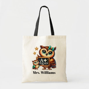 Cute Teacher Award add name owl Tote Bag