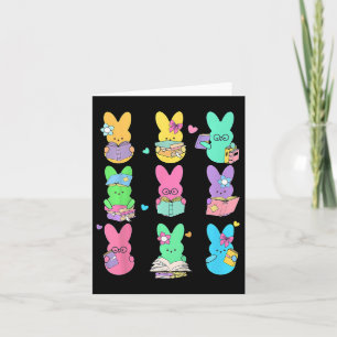 Cute Teacher Bunny Rabbit Reading Easter Bunnies B Card