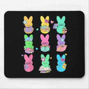 Cute Teacher Bunny Rabbit Reading Easter Bunnies B Mouse Pad