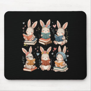 Cute Teacher Bunny Rabbit Reading Easter Bunnies B Mouse Pad