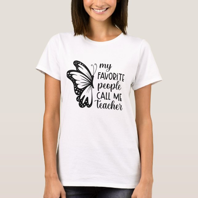 Cute Teacher butterfly word art  T-Shirt (Front)