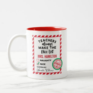 Cute Teacher Christmas Gift Nice List Mug