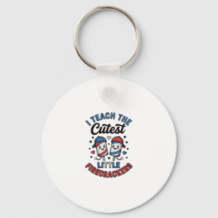 Cute Teacher Firecracker Vintage Fourth of July Sh Keychain