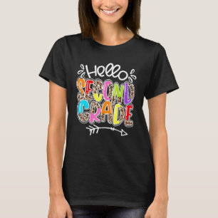 Cute Teacher Leopard Back To School Hello Second 2 T-Shirt