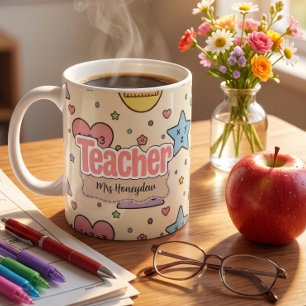 Cute Teacher Math Shapes Pattern Coffee Mug