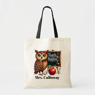 Cute Teacher owl add name customizable Tote Bag