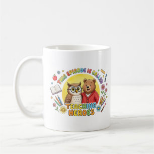 Cute Teacher Owl and Bear Design Coffee Mug