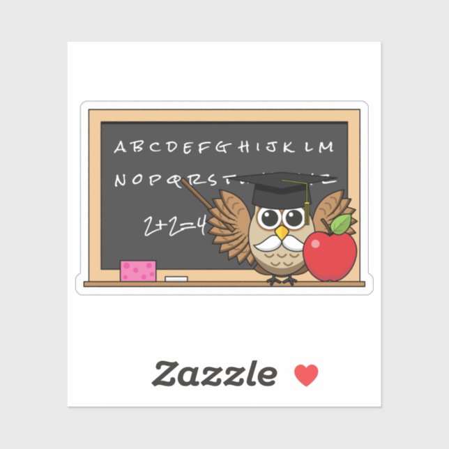 Cute Teacher Owl with Apple Cartoon (Sheet)