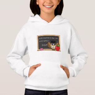 Cute Teacher Owl with Apple Cartoon