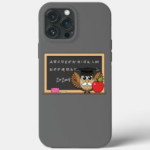 Cute Teacher Owl with Apple Cartoon iPhone 13 Pro Max Case