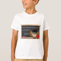 Cute Teacher Owl with Apple Cartoon