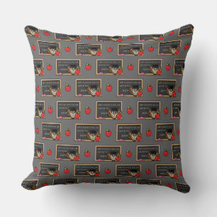 Cute Teacher Owl with Apple Cartoon Throw Pillow
