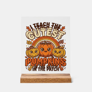 Cute Teacher Pumpkin Fall Classroom Vector Design_ Acrylic Sign